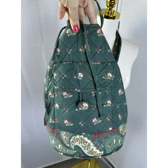 PIERRE DEUX French Country Green Floral Quilted Back Pack Sling Bag Vintage - Picture 8 of 16